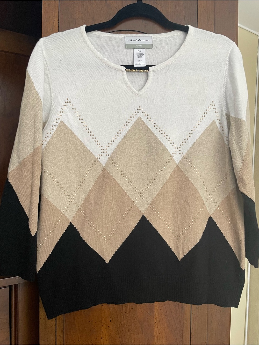 Alfred Dunner Women's Sweater - Black, Tan, Cream